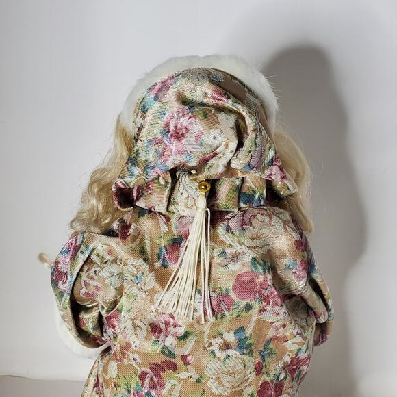 Old World Santa with pink paisley coat 17" tall Christmas tree topper Excellent - Picture 5 of 11